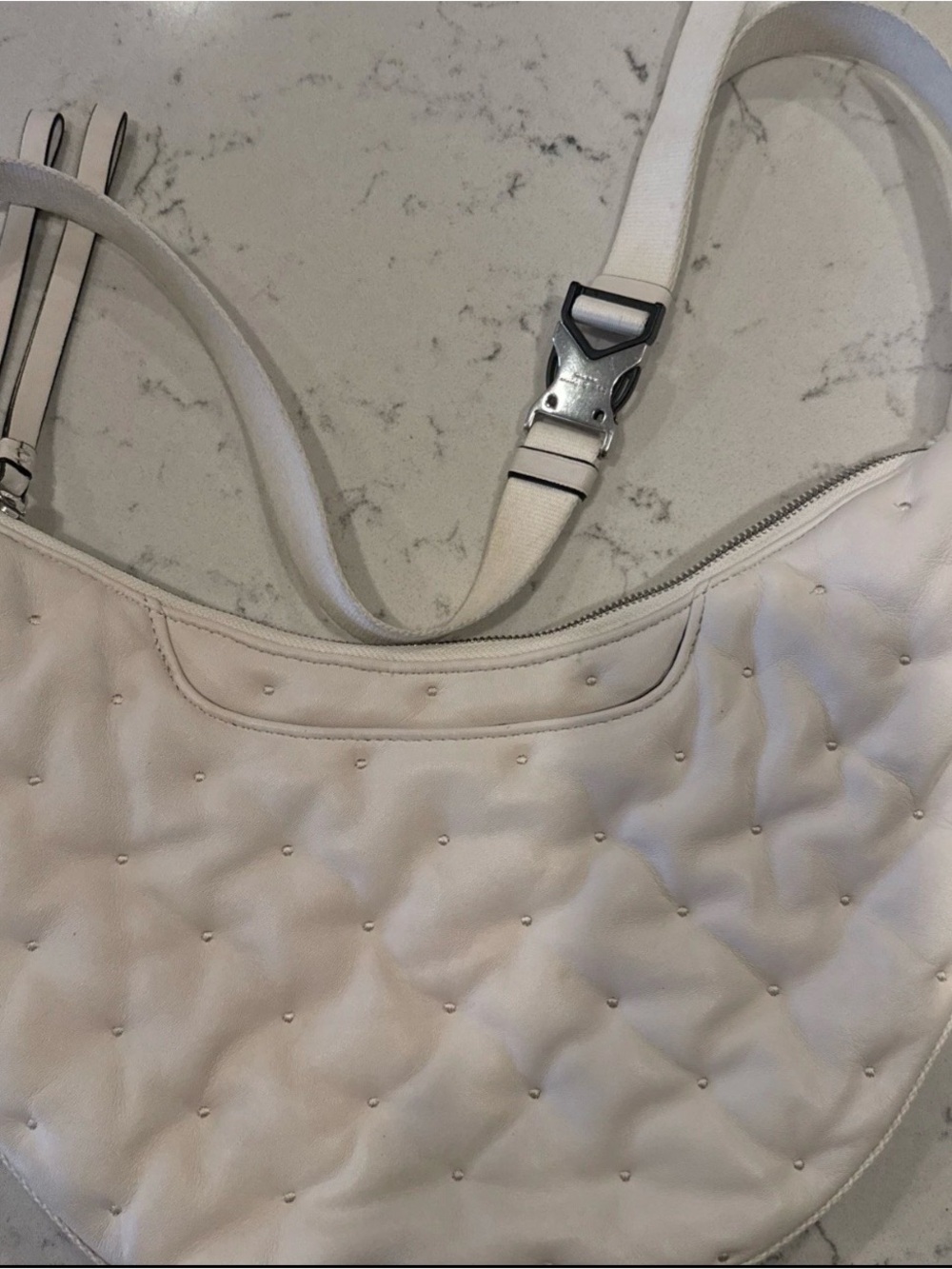 rag & bone Quilted Crescent Mini Bag in Cream